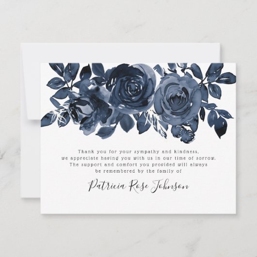 Blue Rose Beerdigung Memorial Vielen Dank Dankeskarte (Vorderseite)