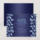 Blue Rose Birthday RSVP Card Karte (Vorne/Hinten)