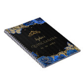 Blue Rose Black Gold Lace Quinceñera Gästebuch Notizblock (Rechte Seite)