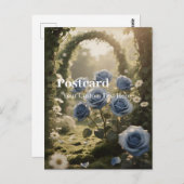 Blue Rose Bloom - Elegante romantische Botschaft Postkarte (Vorne/Hinten)