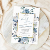 Blue Rose Blume Brautdusche Einladung