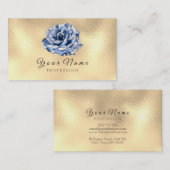 Blue Rose Blume Metal Blogger Stylist Goldenes Ere Visitenkarte (Vorne/Hinten)