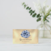 Blue Rose Blume Metal Blogger Stylist Goldenes Ere Visitenkarte (Stehend Vorderseite)