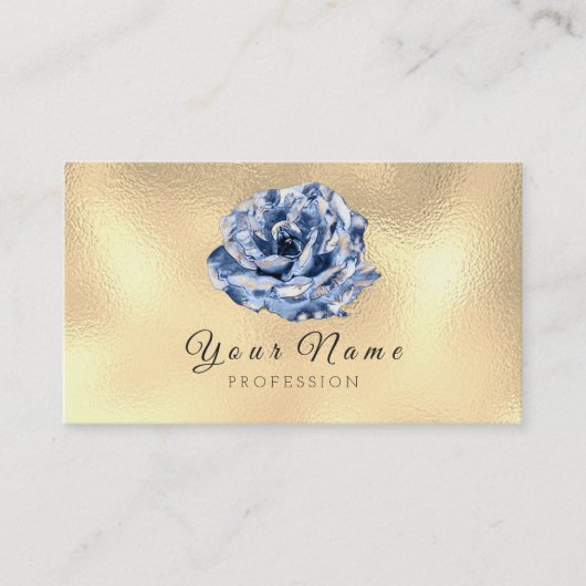 Blue Rose Blume Metal Blogger Stylist Goldenes Ere Visitenkarte (Vorderseite)