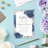 Blue Rose Blumengoldrahmen 80. Geburtstag Acryleinladungen (In Situ (Hochzeit))