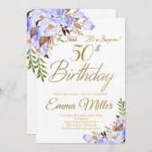 Blue Rose Blumenüberraschung 50. Geburtstagsparty Einladung (Vorne/Hinten)