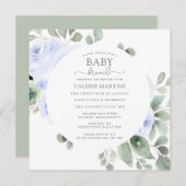 Blue Rose Botanical Baby Brunch Einladung (Vorne/Hinten)