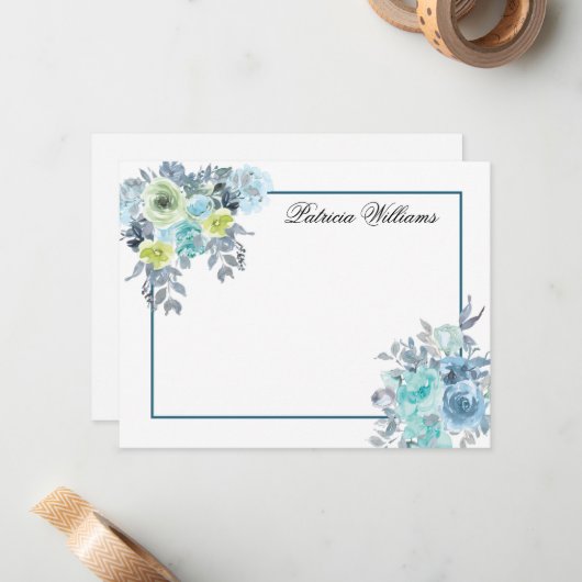 Blue Rose Bouquet Blume Personalisiert Mitteilungskarte (Vorderseite/Rückseite Beispiel)