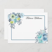 Blue Rose Bouquet Blume Personalisiert Mitteilungskarte (Vorne/Hinten)