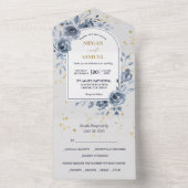 Blue Rose Bouquet Foto Wedding All In One Einladung (Innen Boden)