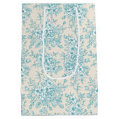 Blue Rose Bouquet Garden Blumenmuster Mittlere Geschenktüte (Rückseite)