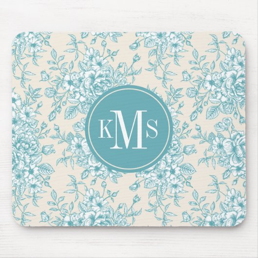 Blue Rose Bouquet Garden Blumenmuster Mousepad (Vorne)