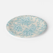 Blue Rose Bouquet Garden Blumenmuster Pappteller (Schrägansicht)