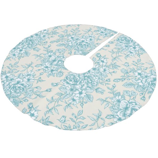 Blue Rose Bouquet Garden Blumenmuster Polyester Weihnachtsbaumdecke (Schrägansicht)