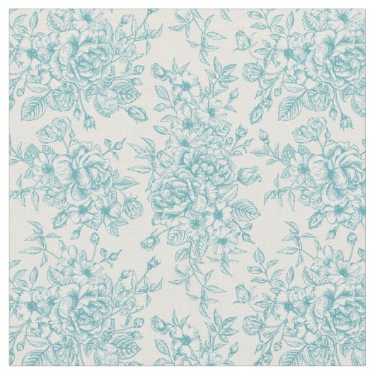 Blue Rose Bouquet Garden Blumenmuster Stoff (Nahaufnahme)