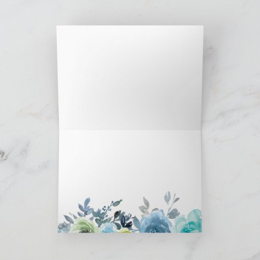 Blue Rose Bouquet Watercolor Blume Hochzeit Danke (Innenseite)