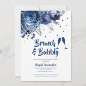 Blue Rose Brunch & Bubbly Bridal Dusche Einladung (Vorderseite)