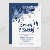 Blue Rose Brunch & Bubbly Bridal Dusche Einladung (Vorne/Hinten)