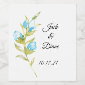 Blue Rose Bud Wedding Wine Weinetikett (Einzelnes Label)