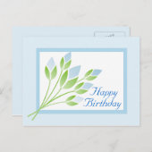 Blue Rose Buds Happy Birthday Postcard Postkarte (Vorne/Hinten)