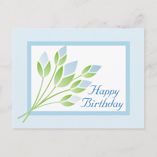 Blue Rose Buds Happy Birthday Postcard Postkarte (Vorderseite)