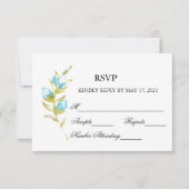 Blue Rose Buds Wedding RSVP Card Karte (Vorderseite)