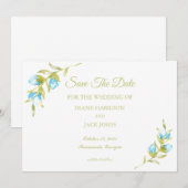 Blue Rose Buds Wedding Save the Date Einladung (Vorne/Hinten)