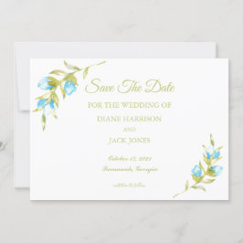 Blue Rose Buds Wedding Save the Date Einladung