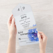 Blue Rose Chic floral All in One Wedite Einladung (Abreißen)