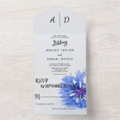 Blue Rose Chic floral All in One Wedite Einladung (Innen Boden)