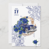 Blue Rose Chola Oldie Lowrider Chicana Quinceanera Einladung (Rückseite)