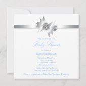 Blue Rose Classy Bow Geschenk Boy Dusche Einladung (Rückseite)