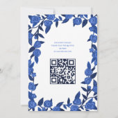 Blue Rose Custom Bat Bar Mitzvah QR Code Girl Einladung (Rückseite)