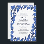 Blue Rose Custom Bat Bar Mitzvah QR Code Girl Einladung<br><div class="desc">Perfekte Karte, um eine Fledermausmitzvah, Bar mitzvah oder andere jüdische Feier anzukündigen! Handgemachte Kunst für Sie! Vollständig anpassbar! Klicken Sie auf "Personalisieren" oben, um den Text zu bearbeiten und Ihren Link zum QR-Code hinzuzufügen. Klicken Sie auf "Bearbeiten mit dem Design-Tool", um die Schriftart, Farben und Platzierungen anzupassen und das Design...</div>