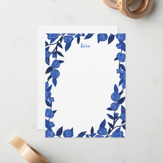 Blue Rose Custom Vielen Dank Personalisiert Statio Mitteilungskarte (Vorderseite/Rückseite Beispiel)