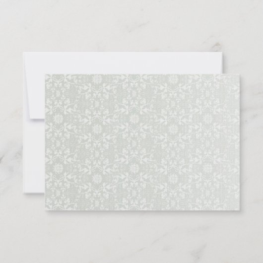 Blue Rose Damask Lace Elegante Hochzeitsslima Empf Einladung (Rückseite)