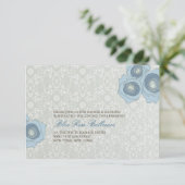 Blue Rose Damask Lace Elegante Hochzeitsslima Empf Einladung (Stehend Vorderseite)