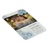 Blue Rose Damask Lace Foto Speichern das Datumsfen Magnet (Rechte Seite)