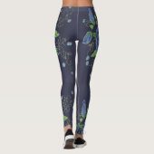 Blue Rose Designer Leggings (Rückseite)