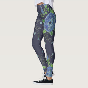Blue Rose Designer Leggings