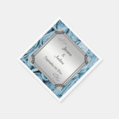 Blue Rose & Diamond Wedding Rings Serviette (Ecke)