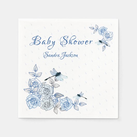 Blue Rose Dragonfly Boy Baby Dusche Serviette (Vorderseite)