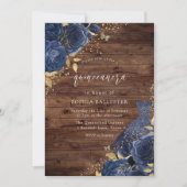 Blue Rose Dress Gold Rustikales Quinceanera Party Einladung (Vorderseite)