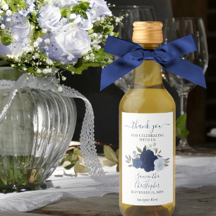 Blue Rose Elegant Boho Wedding Danke Mini Weinetikett