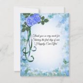Blue Rose elegant Danke Karte (Rückseite)