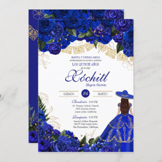 Blue Rose Elegante Charro Quinceanera Einladung