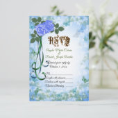 Blue Rose elegante Spring Wedding RSVP Karte (Stehend Vorderseite)