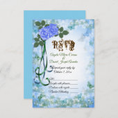 Blue Rose elegante Spring Wedding RSVP Karte (Vorne/Hinten)