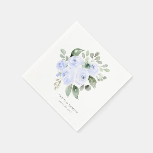 Blue Rose Eucalyptus Elegante Custom Wedding Serviette (Ecke)