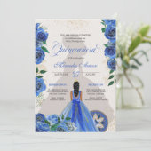 Blue Rose Extravagant Quinceanera Western Charro G Einladung (Stehend Vorderseite)